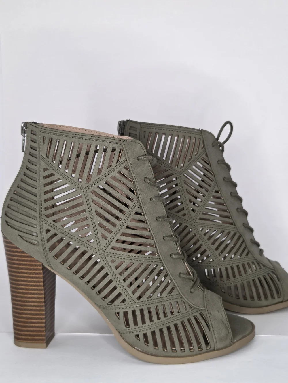 Mix No. 6 Priamo Olive Green Open-toe Bootie